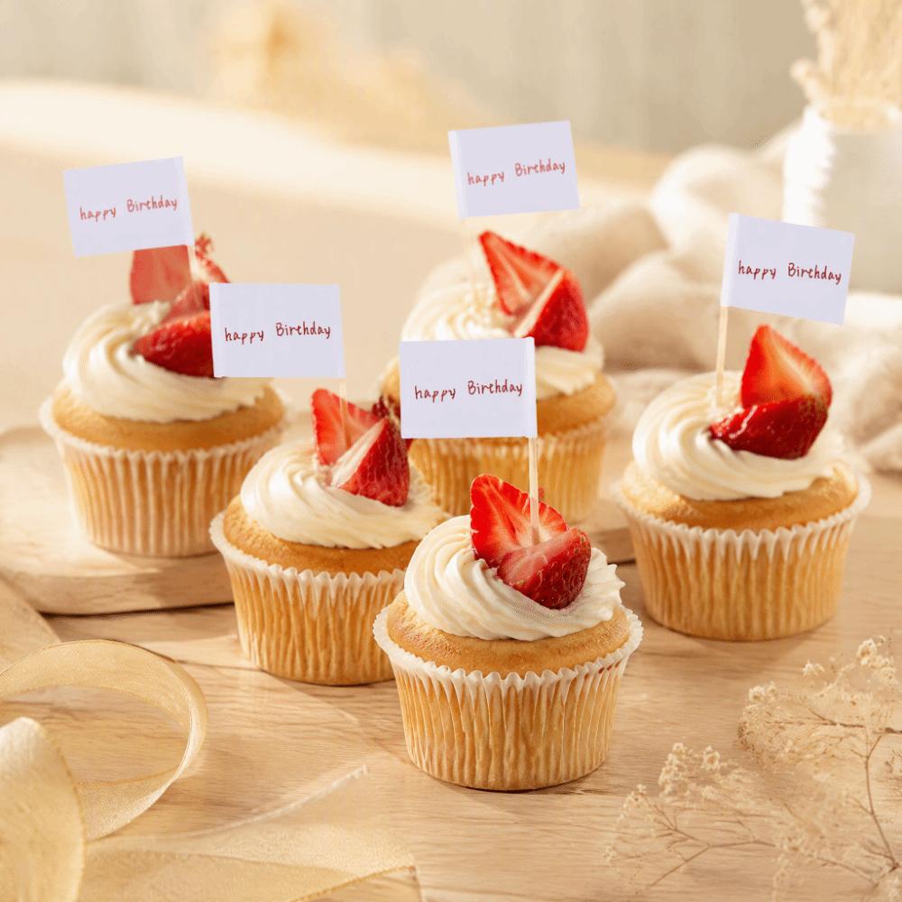 100 PCS Paper Wood Toothpick Flags Blank Design Cheese Markers Practical Cupcake Toppers  Buffet