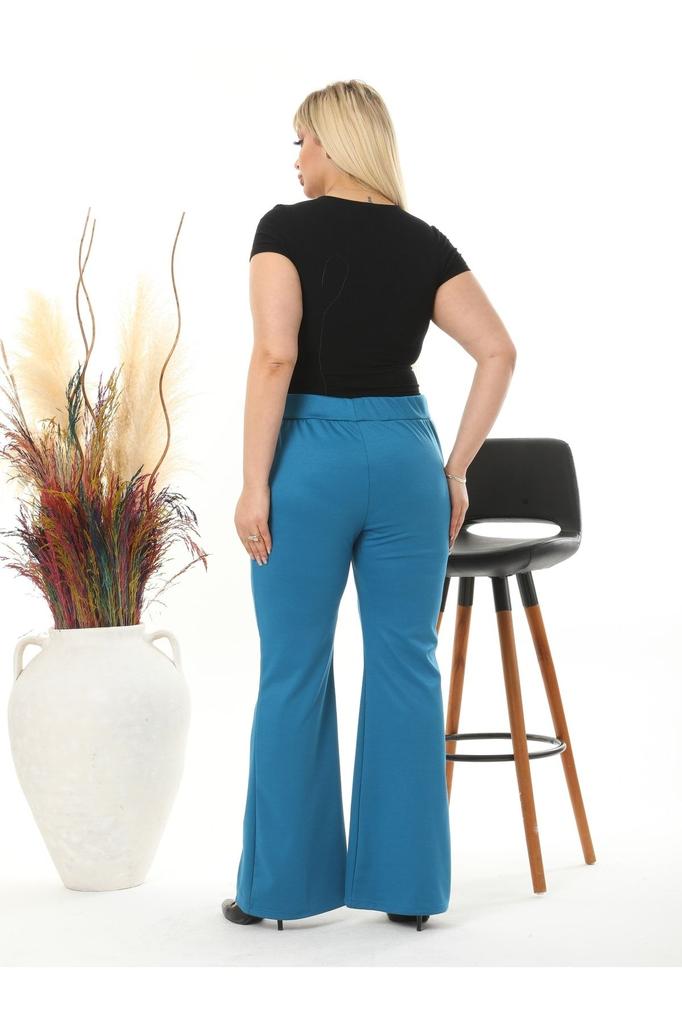Women's Style Plus Size Pants Large Size Front Slit Wide Leg Flexible Steel interlock Trousers