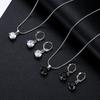 Damen-Schmuckset mit rundem Zirkonia-Anhänger, Kette, Halskette, Creolen und Ohrringen