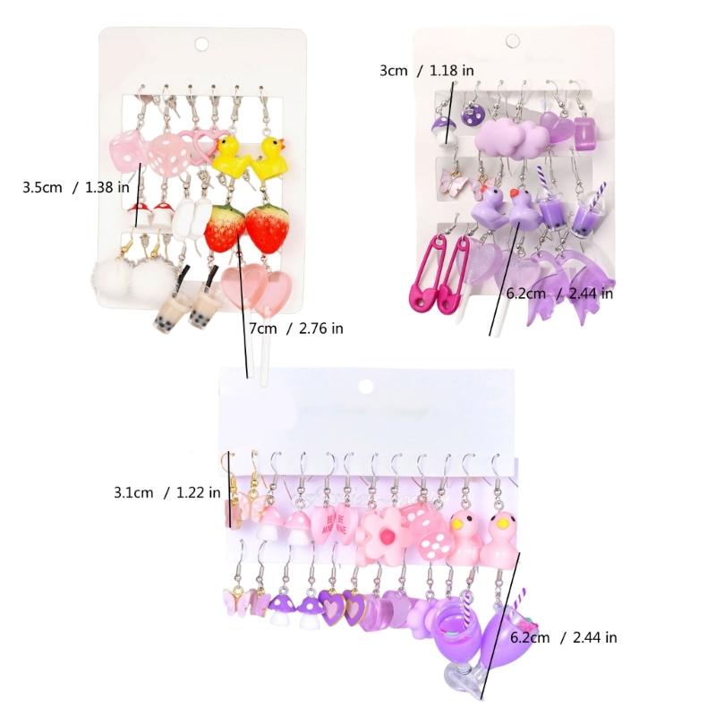 Pendant Earrings Unique Drop Earrings Set Fashion Ear Jewelry Set Zinc Alloy Texture Suitable for Ladies and Teen Girls