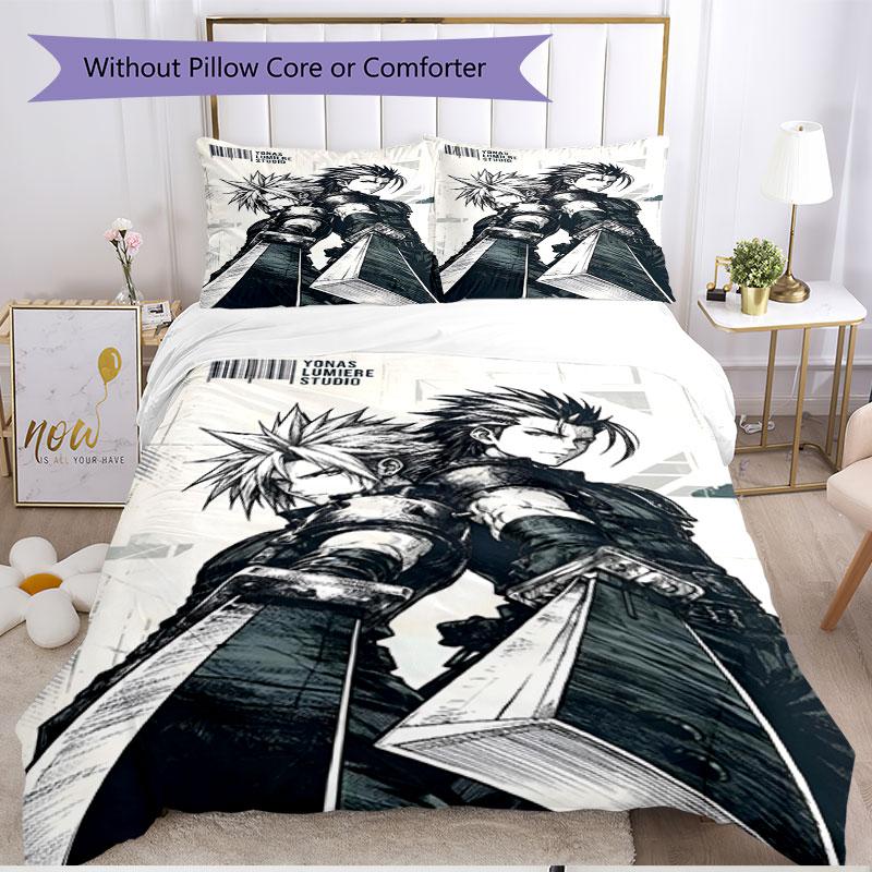3pcs Duvet Cover Set (1*Duvet Cover + 2*Pillowcase, Without Core), Final Fantasy Print Soft All‑Season Bedding Set, Home Bedroom Decor Gift