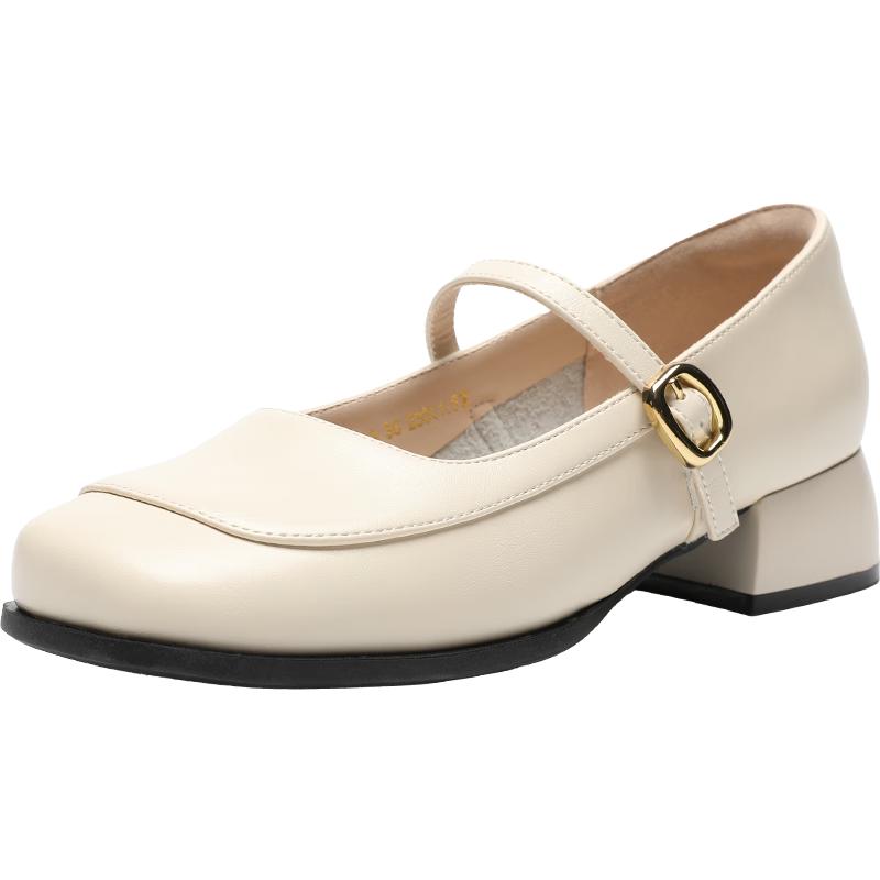 ZHR Women s Retro Mary Jane Chunky Heel Shoes 38
