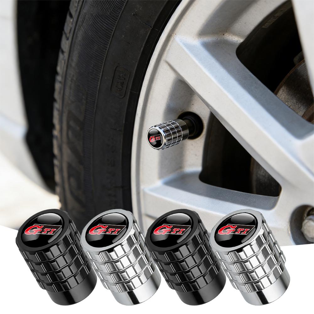 4PCS Aluminum Car Wheel Tire Valve Cover Auto Accessories For Volkswagen Polo Sharan Golf Scirocco Touran Touareg Tcross Tiguan