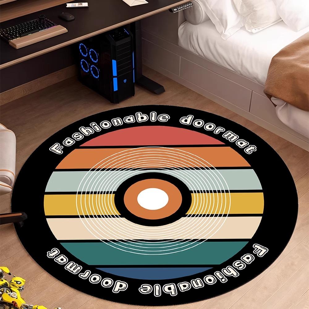 Vinyl Schallplatte Musik DJ Bildschirm Tape HD Runder Bereichsteppich, Teppich für Wohnzimmer Schlafzimmer Sofa Spielzimmer Dekor, Rutschfeste Bodenmatte