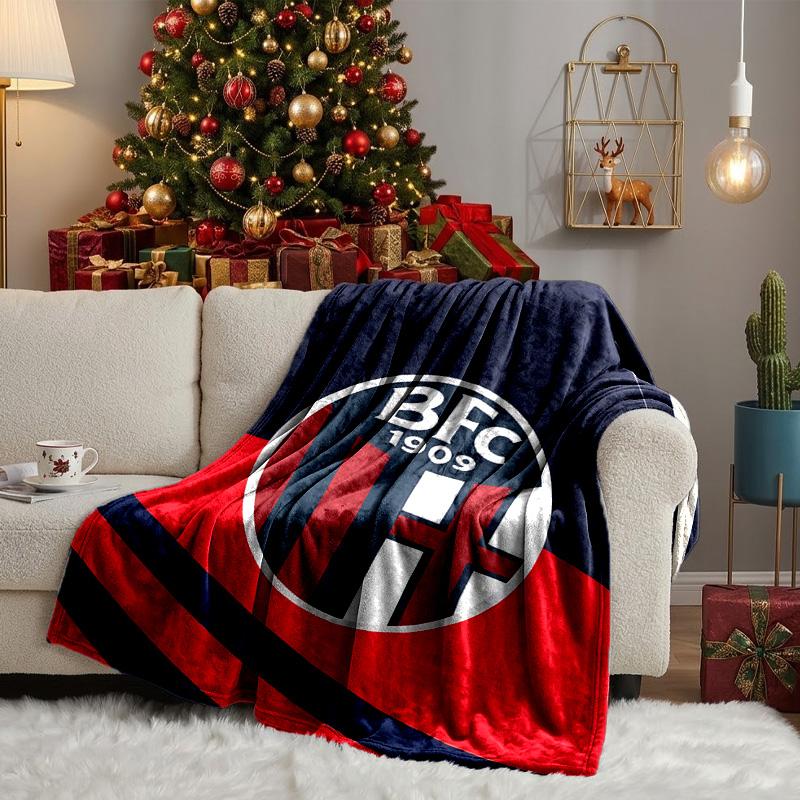 Football Bologna Blanket Lightweight Ideal Bedding Blanket Perfect for Travel, Camping, Living Rooms, Offices, Sofas, Fan Christmas Gift