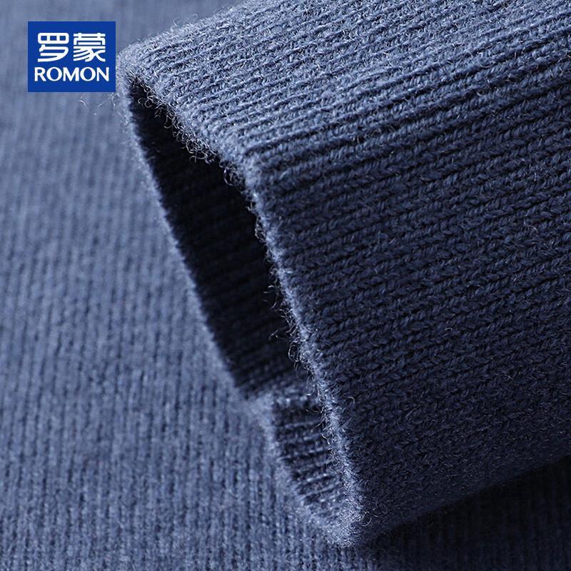 ROMON Men's 100% Pure Wool Round Neck Pullover Sweater