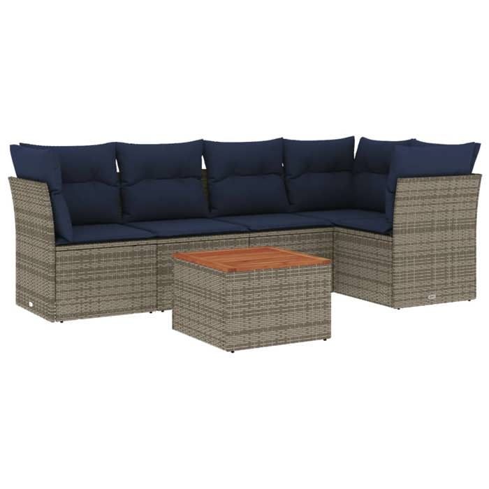 VidaXL Garden Lounge Set with Cushions 6 Pcs, Patio Sofas, Furniture Set, Outdoor Terrace Furniture, Grey 3255963