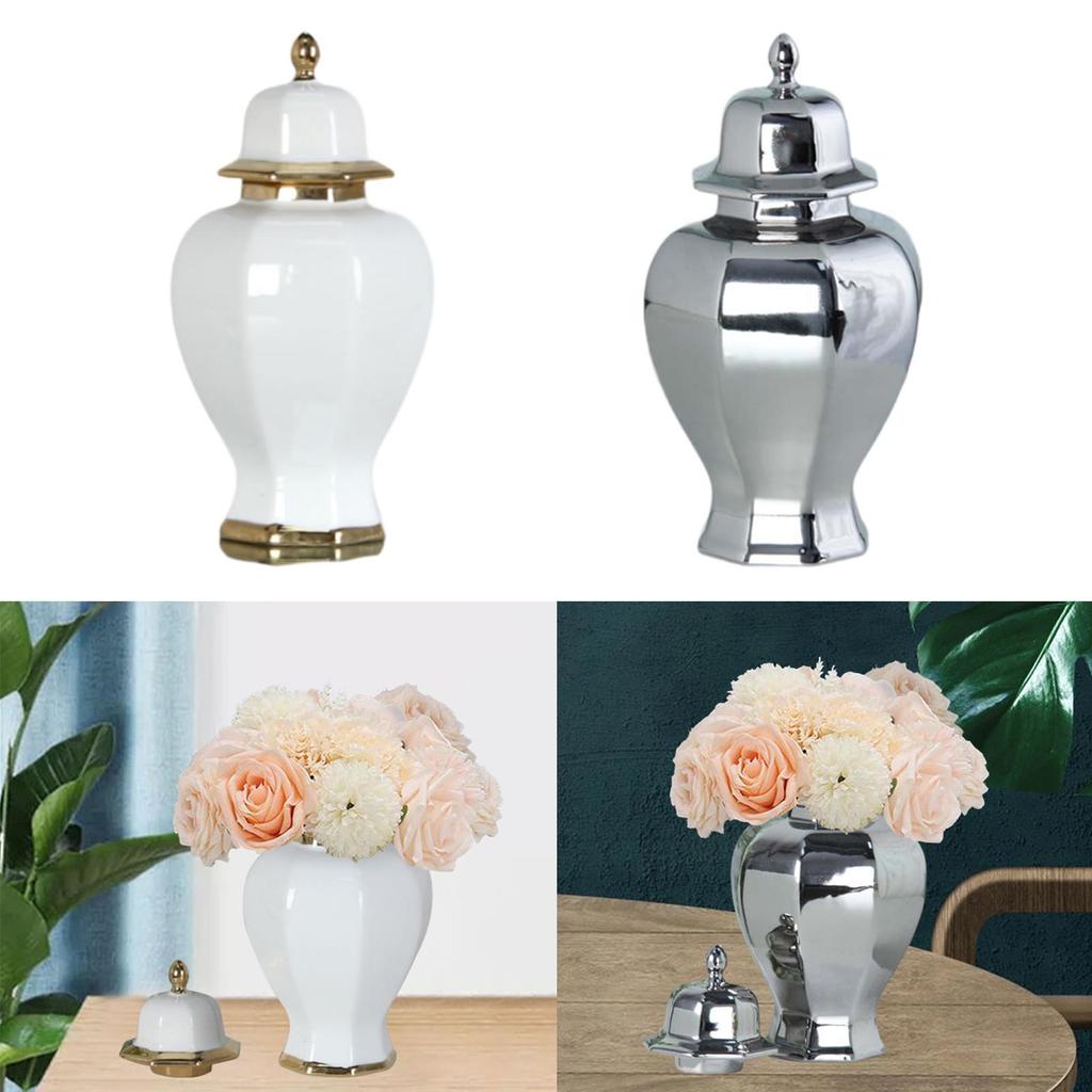 Ceramic Vase Decoration Elegant Floral Display Ceramic Ginger Jar with Lid for Bar Party Living Room Shop Window Entrance