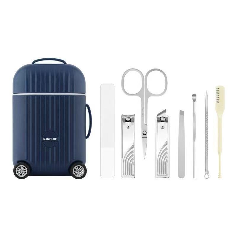 8-Piece Stainless Steel Manicure Set - Nail Clippers & File, Portable & Anti-Pinch Design
