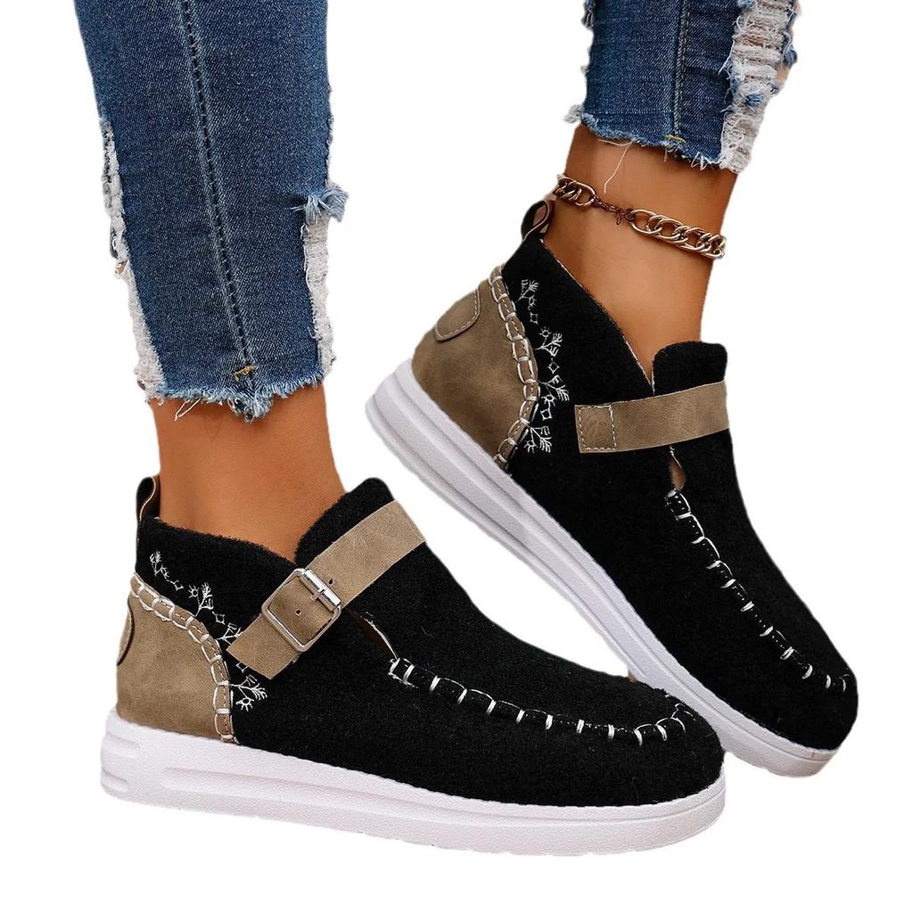 Fashion Fashion Flat Suede Belt Buckle Sneakers for Women Autumn Lace Up Platform Sports Shoes Woman Lightweight Non Slip Casual Shoes