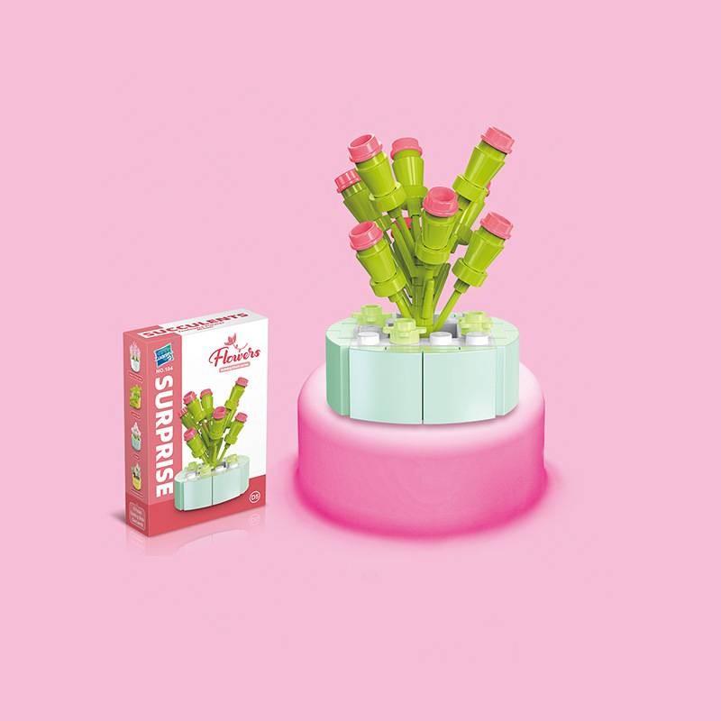 Small Children Puzzle Particle Building Block Flower Flexing Potted Model Toy