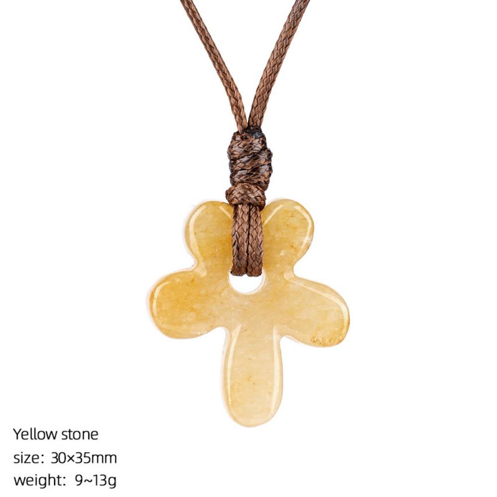 Semi-Precious Agates/Amethyst Necklace Five-Petal Pendant Necklace  Birthday Gifts