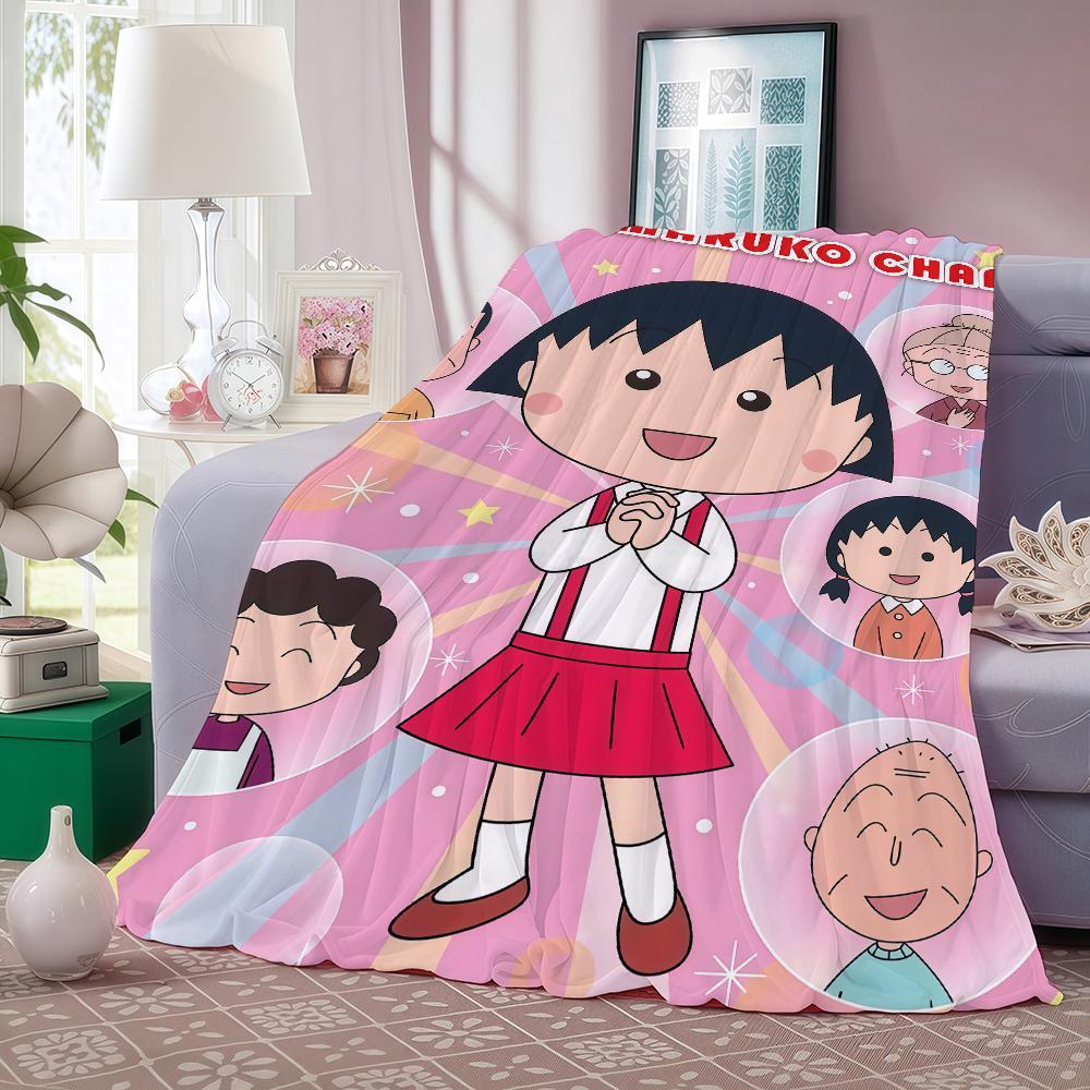 Anime Chibi maruko chan Blanket For Sofa Office Bed Plane Travel Sleep Read Relax Camping Soft And Warm