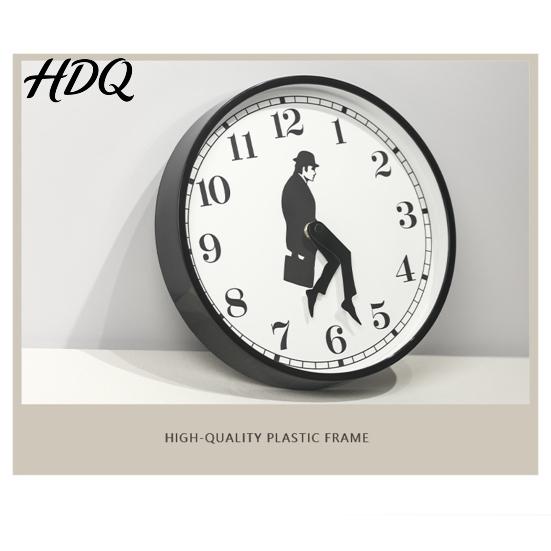 Industrial Style Wall Clock Man Silhouette Clock Silent Non-Ticking Round Hanging Decorative 12 Inch Digital Analog for Home Office Bedroom