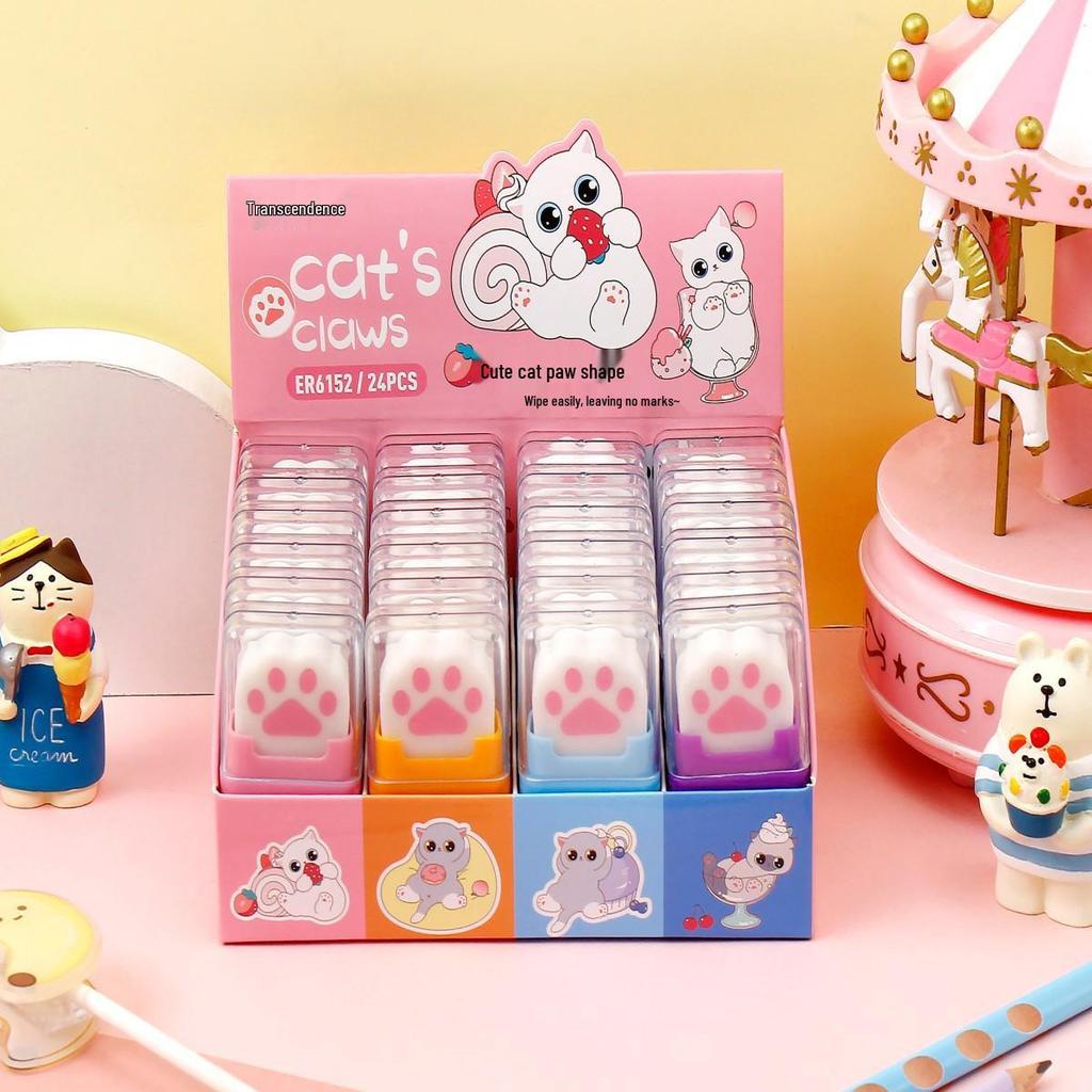 Adorable Cat Paw Cartoon Eraser for Elementary Students - Creative Stationery