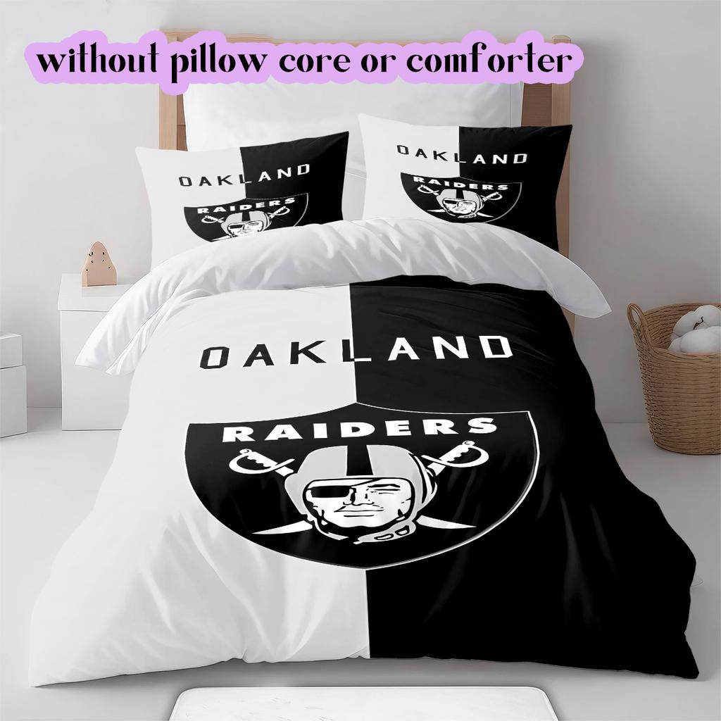Las Vegas Raiders Vzor Povlečení Přikrývka Sada Povlak na přikrývku Povlak na polštář Domácí Dekorace Narozeninový Dárek (1 * povlak na peřinu + 2 * povlak na polštář, bez jádra)