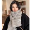Polyester Thick Knitted Scarf Solid Color Fall Winter Warm Scarf Warm Neck Wrap  For Women