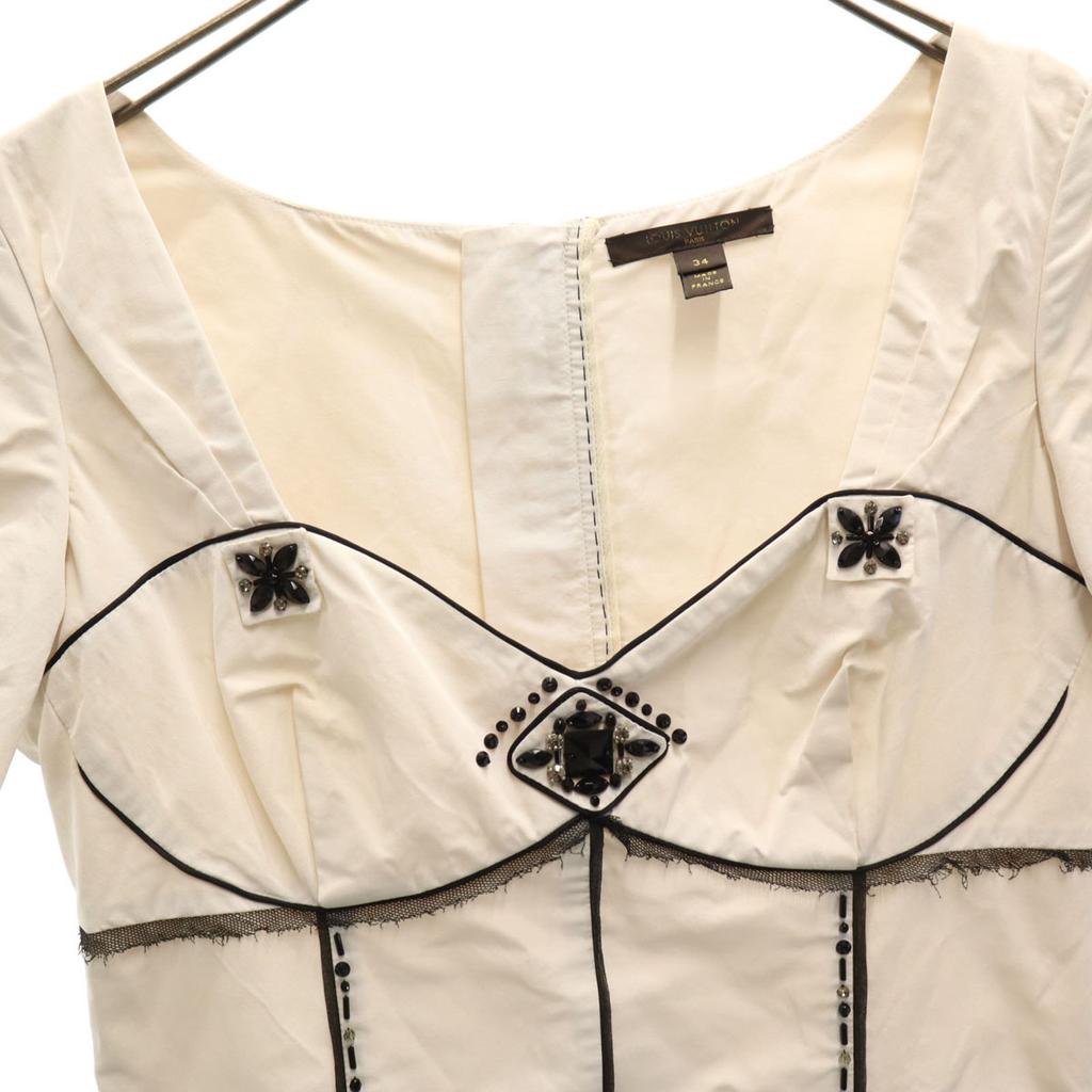 Louis Vuitton Hergestellt in Frankreich Kurzarm Bustier 34 Elfenbein Damen Gebraucht