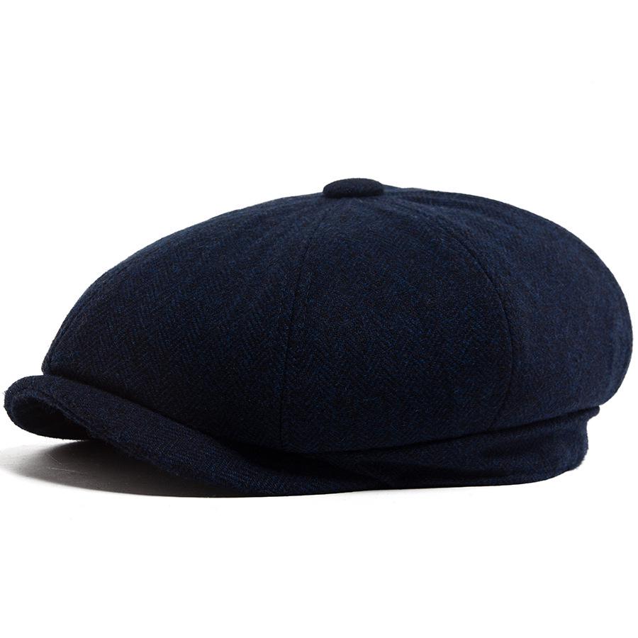 Men's Wool Felt Newsboy Cap: Herringbone Octagonal Beret for Fall/Winter