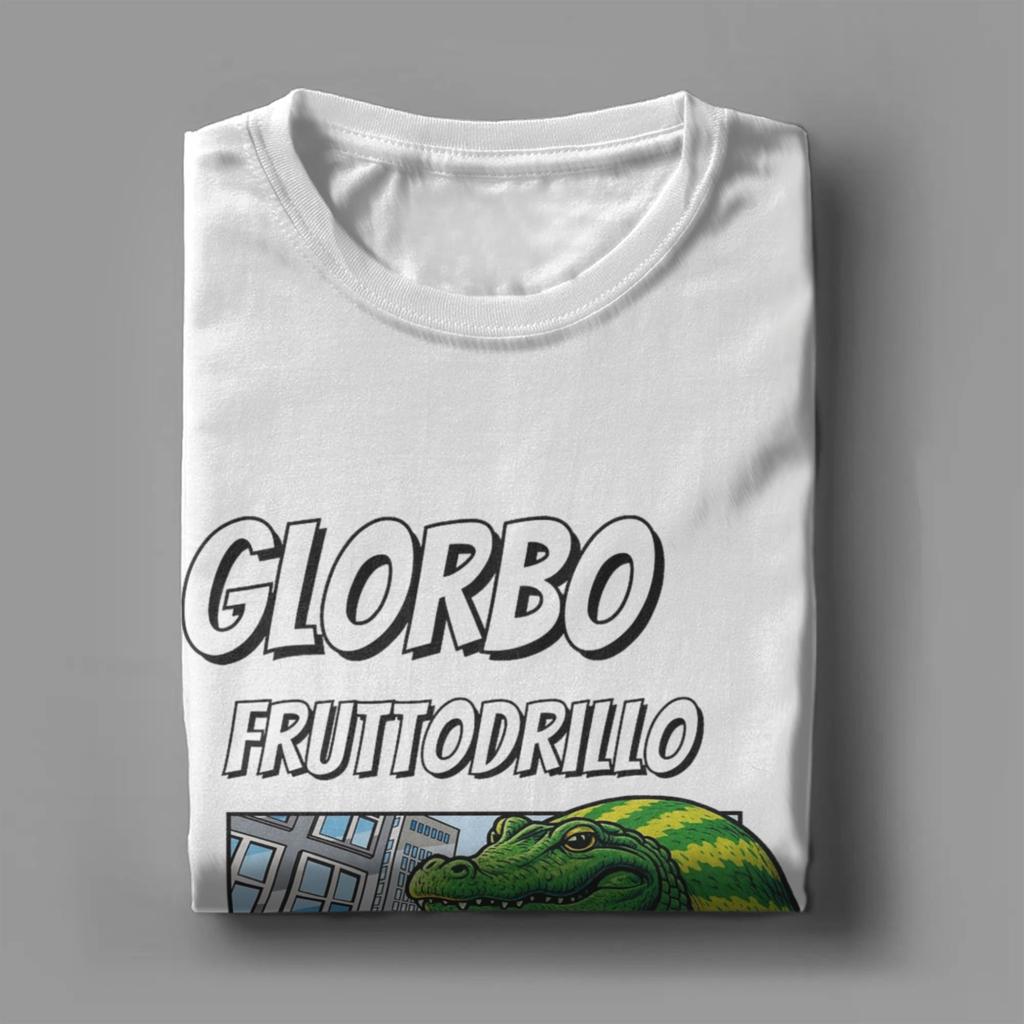 Glorbo Fruttodrillo 90er Comic-Stil Italienisches Brainrot T-Shirt für Herren Reines Baumwoll-T-Shirt Kurzarm-T-Shirt Erwachsenen-Oberteile