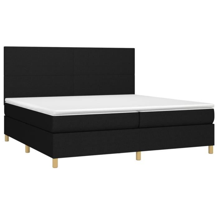 3142203 vidaXL Lit à sommier tapissier avec matelas Noir 200x200 cm Tissu