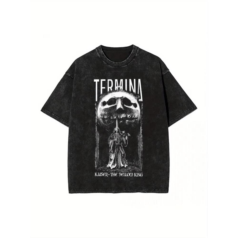 Washed T Shirts Fear and Hunger Termina Kaiser The Yellow King T-Shirts Oversize Streetwear Tops Tee Shirt for Men Women S