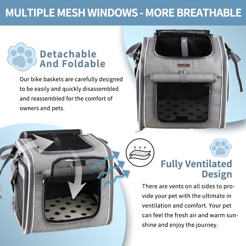 FULED Pet Carrier Front Bike Basket for Dogs