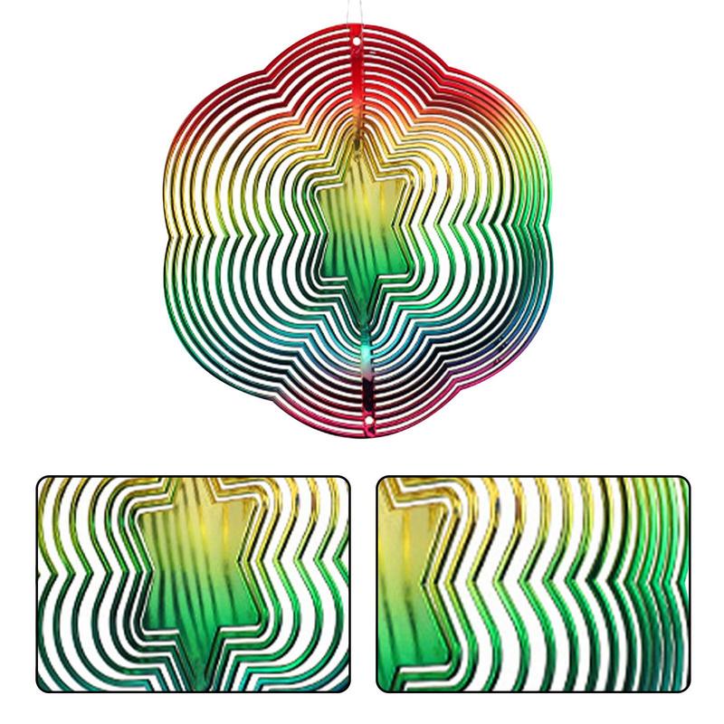 Colorful Hexagon 3D Bird Repelling Wind Chimes Rotating Wind Turn Bird Blinders For Garden Windows Orchards Barns Crops Boats