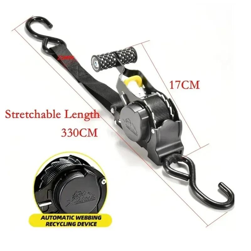 Heavy-duty Car Cargo Tie-down Straps Retractable Ratchet Tie-down Straps 1500 Lb Load Capacity Suitable for Motorcycles and Cars