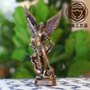 31.5cm Classic Bronze Saint Michael Angel Figurine Resin Decor Statue Home Office Christmas Gift