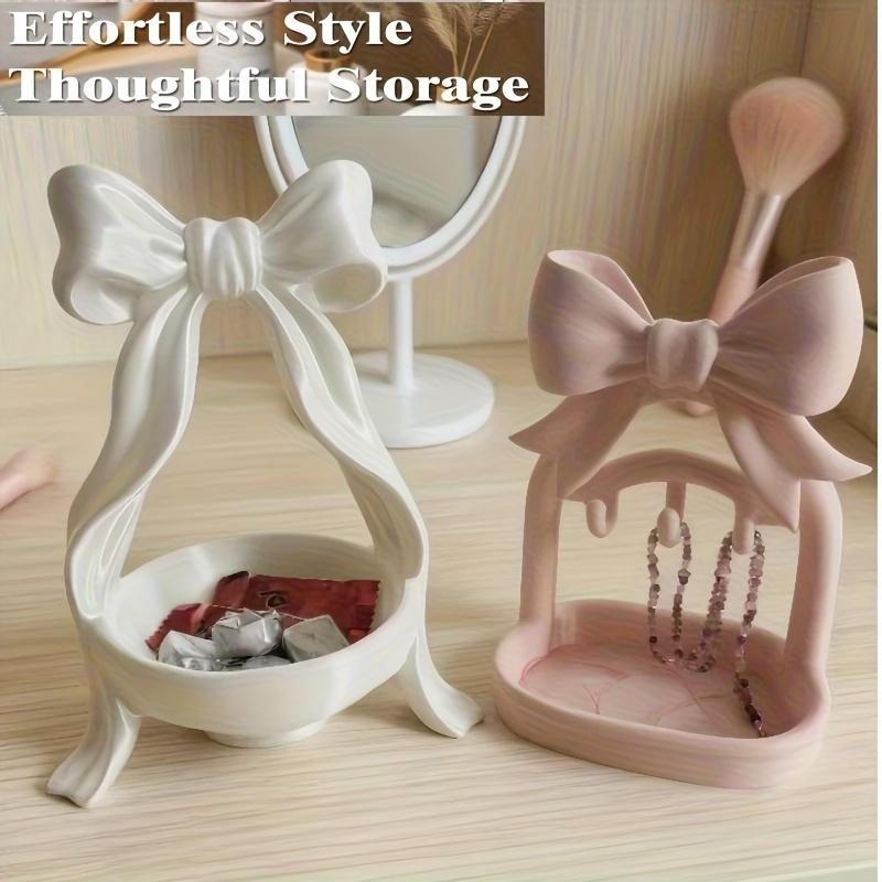 Bow-Shaped Jewelry Dish, 3D Printed Durable Plastic Tray for Necklace Earring Ring Bracelet Display, Dresser Vanity Organizer
