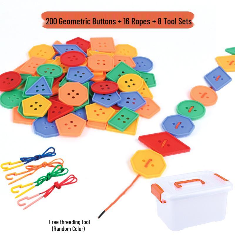 Handmade Montessori Geometric Beading Blocks - Educational Toys for Primary School Students