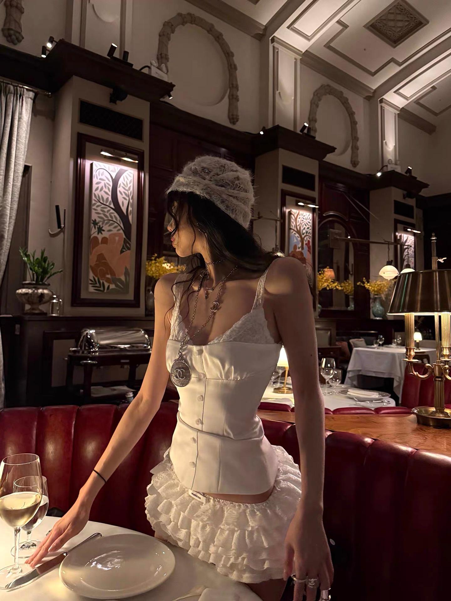 Warden Edge Women s White Lace Vest: Spring Slimming Two-Piece Camisole Small