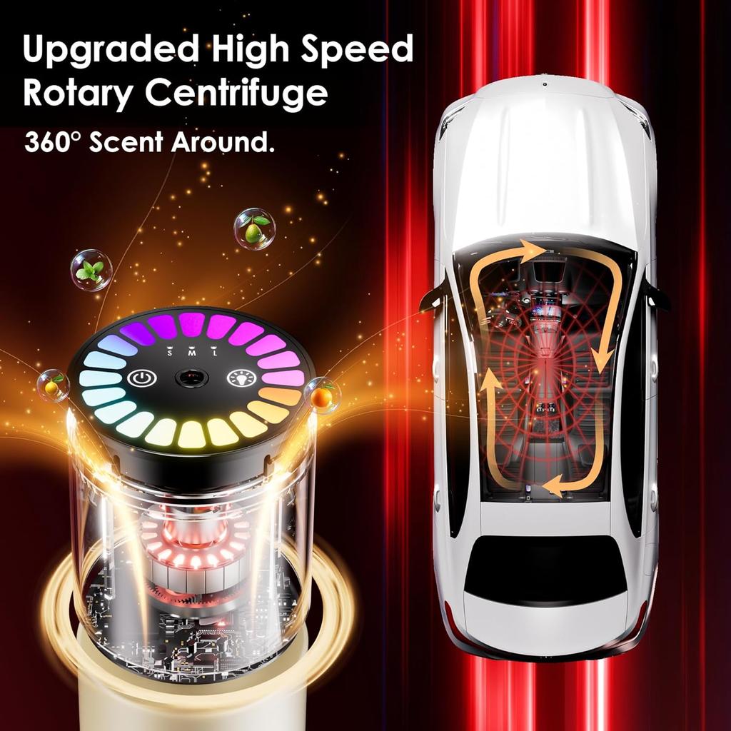 Car Air Freshener, Car Fresheners Long Lasting, Auto On/Off, 3 Adjustable Modes For  Scent Intensity, 150ML Large Capacity, Diffuser With RGB Music