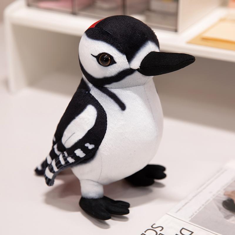 20/25CM Mignon Pic-vert Peluche Jouet en Peluche Simulation Oiseau Poupée en Peluche Enfants Sommeil Décoration de Noël Cadeaux 20cm noir
