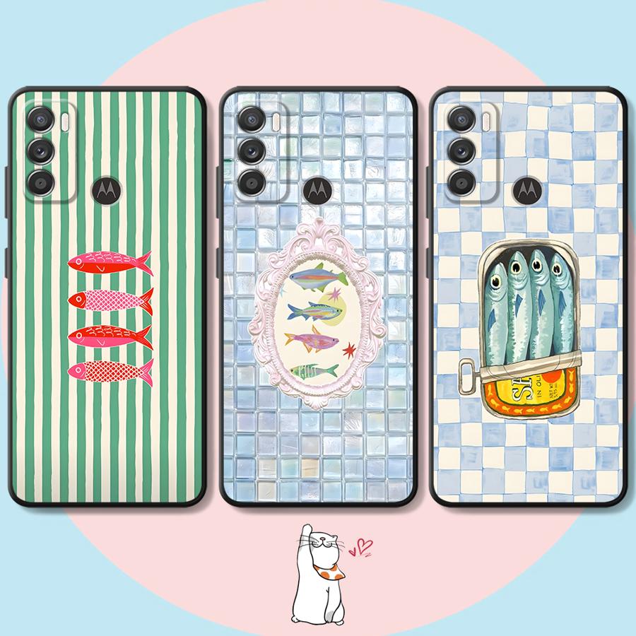 Case for Motorola Moto G50 G60s G32 G51 G73 G52 Edge 20 Pro 30 Lite G71 G53 G30 G22 Edge40 Phone Cover Cartoon Creative Fish