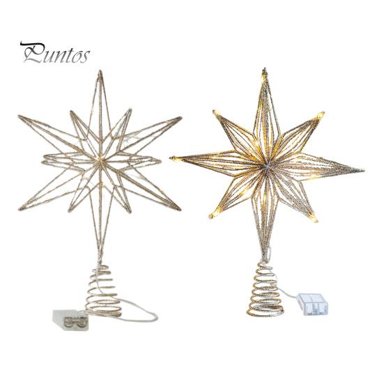 Christmas Tree Top Star 3D Iron Tree Topper Star Decoration with LED Lights Holiday Decor Glitter Star Topper for Indoor And Outdoor Xmas Trees