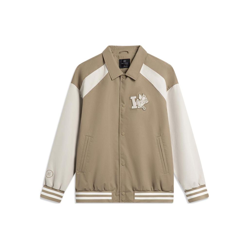 Li-Ning Wade Series Stand Collar Letter Print Woven Casual Long-Sleeve Sports Coach Jacket Men Jacket Pale-Chestnut AFDT869-2