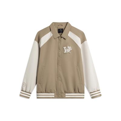 Wade Serie Stehkragen Buchstabendruck Gewebte Lässige Langarm Sporttrainerjacke Herrenjacke Hellbraun AFDT869-2