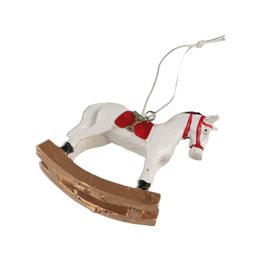Resin Christmas Hanging Horse Figurine Colorful Painted Rocking Horse Hanging Ornament Kids
