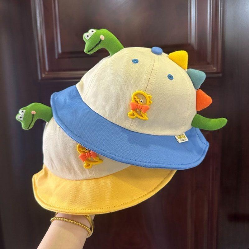 Cartoon Dinosaur Summer Baby Hat for Girls Boys Panama Toddler Wide Brim UV Beach Sun Cap Outdoor Children Fisherman Hat