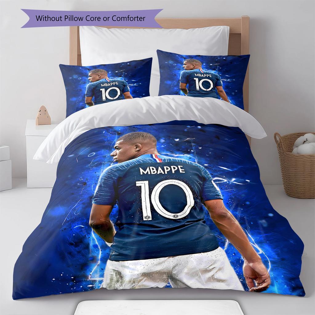 Mbappé Mönster Sängkläder, Täcke Set Påslakan Örngott Hem Födelsedagspresent (1 * påslakan + 2 * örngott, utan kärna)