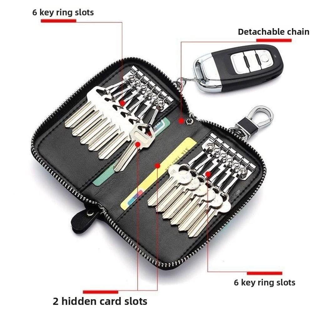 Waterproof Car Key Wallet Retro Zipper Key Bag Lightweight Key Storage Pouch  Commuting Use