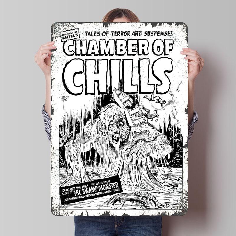 

CHAMBER OF CHILLS MONSTER Metal Poster Customized Wall Art Retro Vintage Tinplate Signs for Modern Home Decoration Luxury Decor 7.9x11.8In(20x30cm)