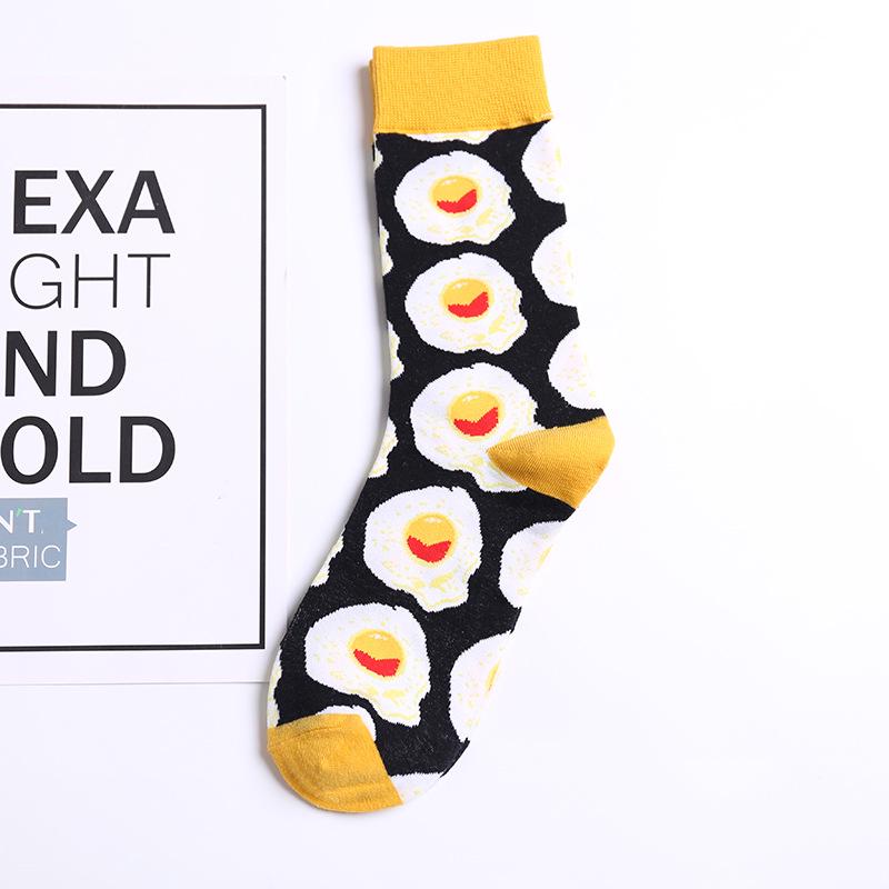 Trendige Damen-Socken in Wadenlänge - Avocado-, Apfel-, Hamburger-, Spiegelei-Designs, Perfekt für Paare