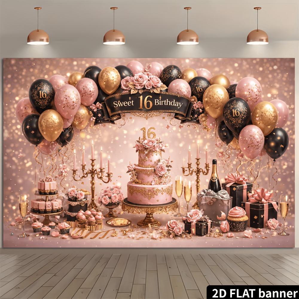 2D Plane Sweet 16 Birthday Party Banner Background 16th Birthday Theme
