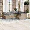 Vidaxl 10-Cz. Garden Furniture Set With Cushions, Beige, Poly Rattan