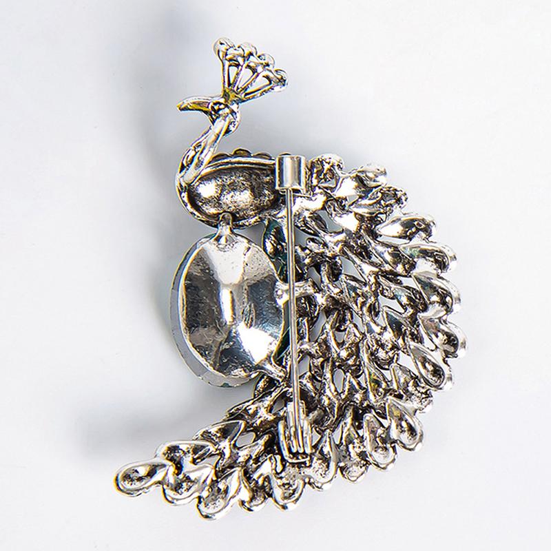 Retro Red Rhinestone Peacock Brooch Pins For Women Brooches Jewelry Accessories