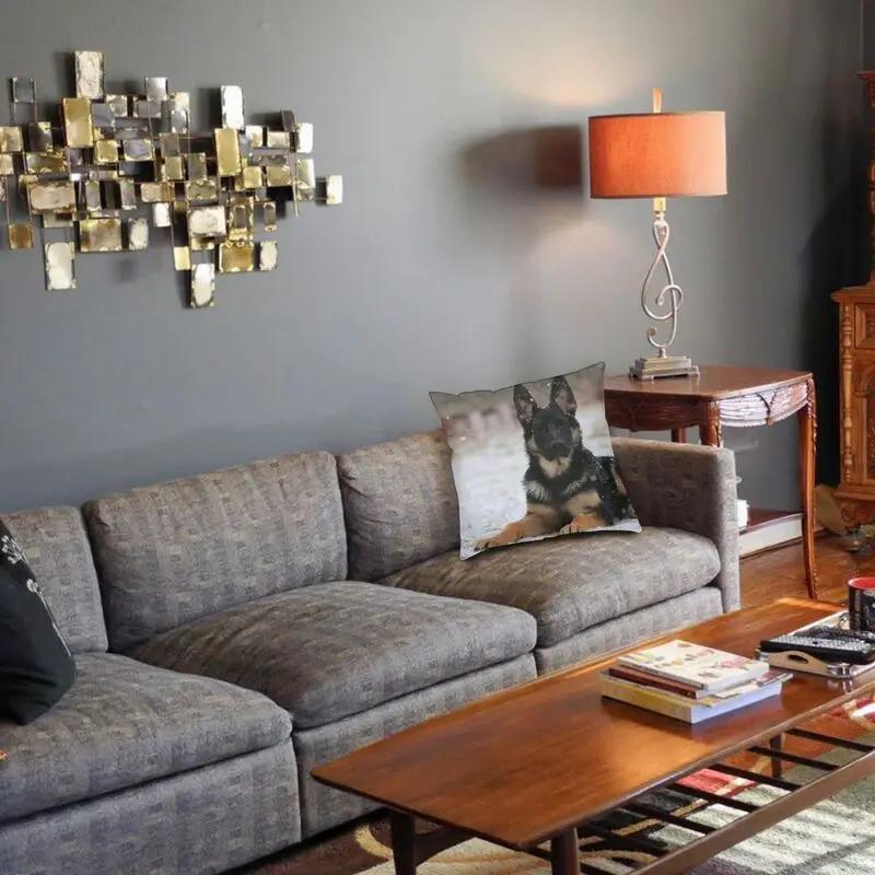 German Shepherd Modern Throw Pillow Covers Home Decor Shepherd In The Snow Cushions for Sofa Double Sided Print Chair Cushion