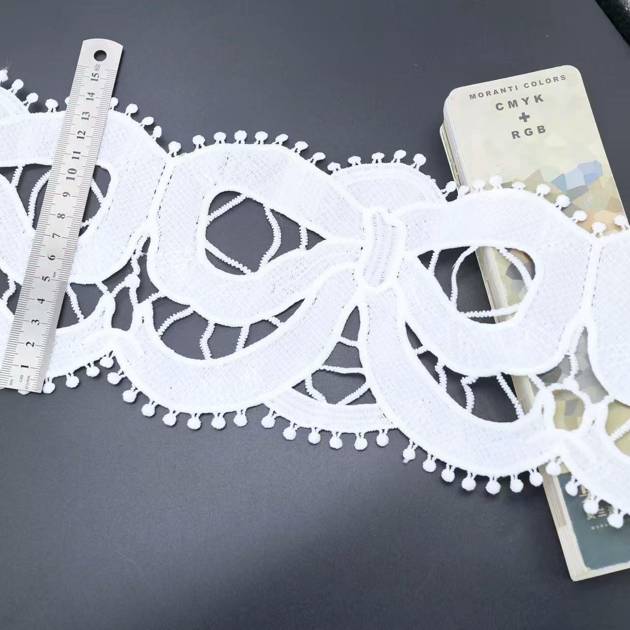 

14Cm Bow Wave Hollow Embroidery Milk Silk, Water Soluble Embroidery Lace Curtain Skirt Accessories K2055a